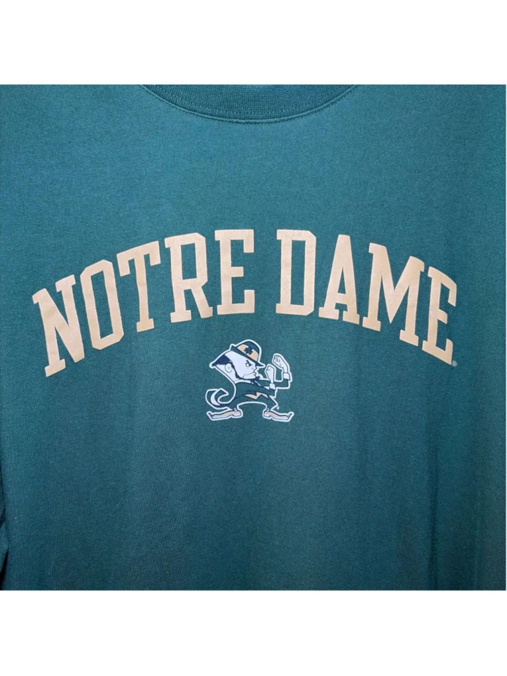 Notre Dame Adidas Long Sleeve Green Jersey 100% Cotton Mens Size Large